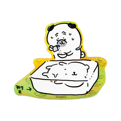 Nagano Characters 可貼手機尺寸的閃亮貼紙 (用明膠凝固的巴哥)