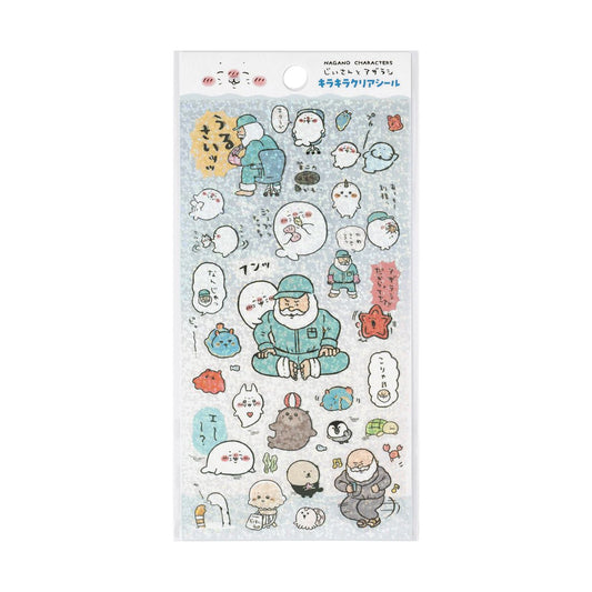 Nagano Characters 爺爺與海豹 亮晶晶透明貼紙
