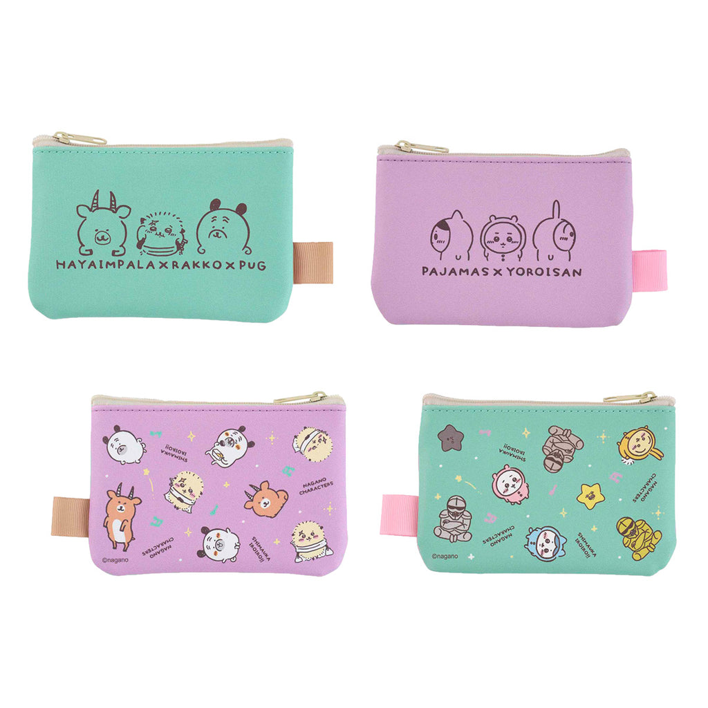 Nagano Characters 2 pieces pouch (green x purple)