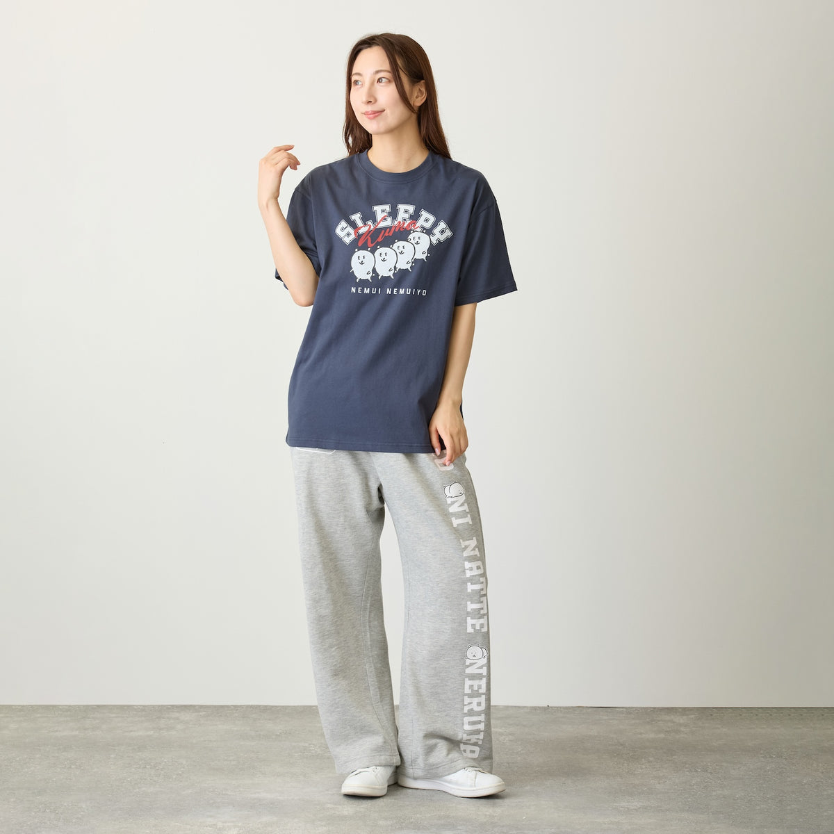 ナガノキャラクターズ Tシャツ SLEEPY（くま） ネイビー