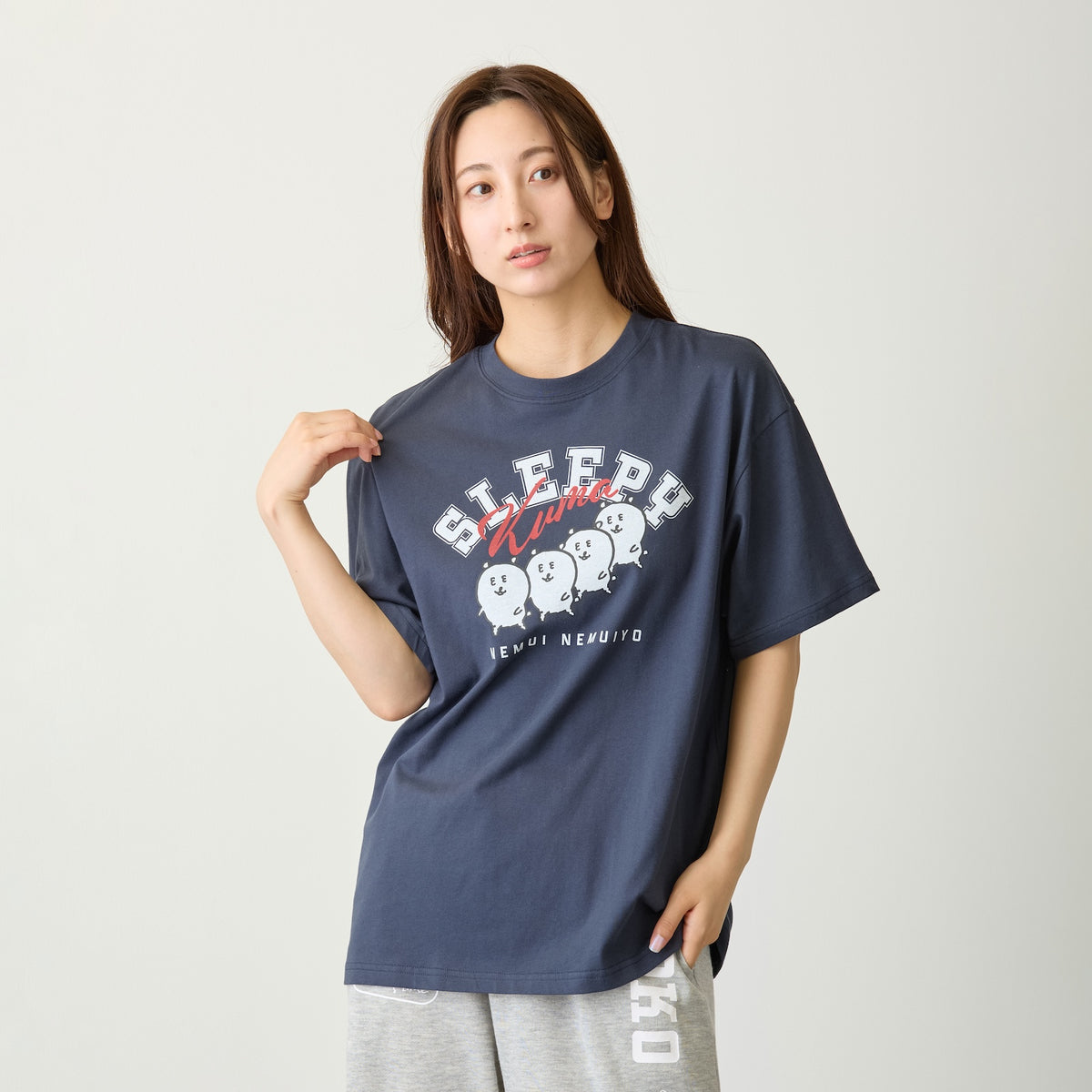 ナガノキャラクターズ Tシャツ SLEEPY（くま） ネイビー