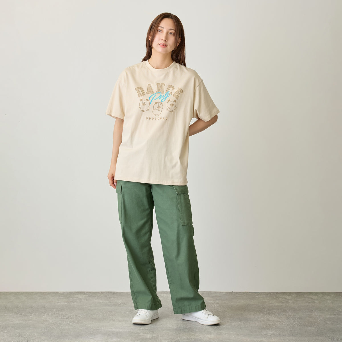 ナガノキャラクターズ Tシャツ DANCE（パグ） オフホワイト
