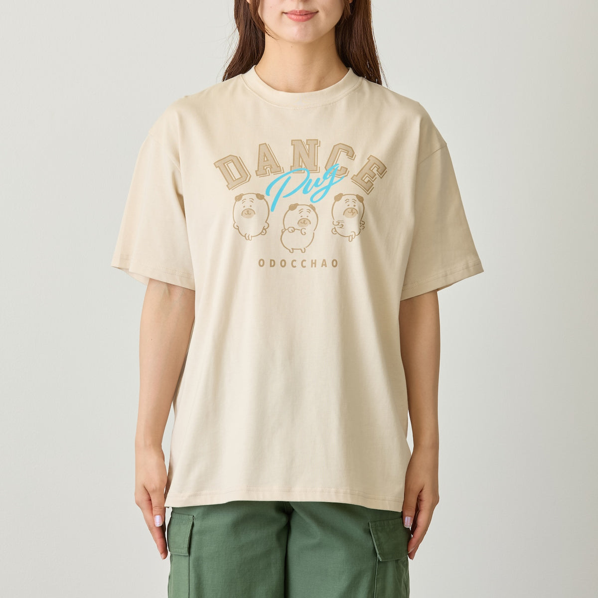 ナガノキャラクターズ Tシャツ DANCE（パグ） オフホワイト