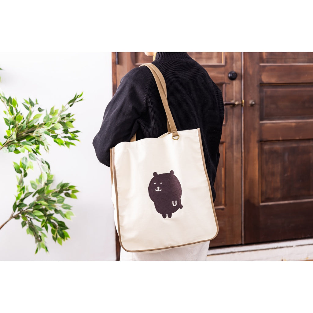 Nagano Characters embroidery tote bag (to be or dark)