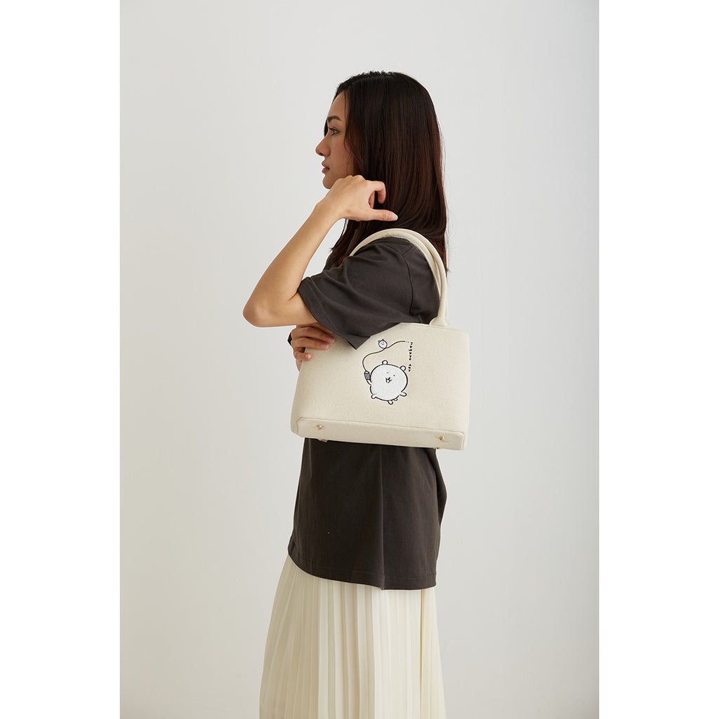 長野朋友帆布手提包自然繪製的熊手提包