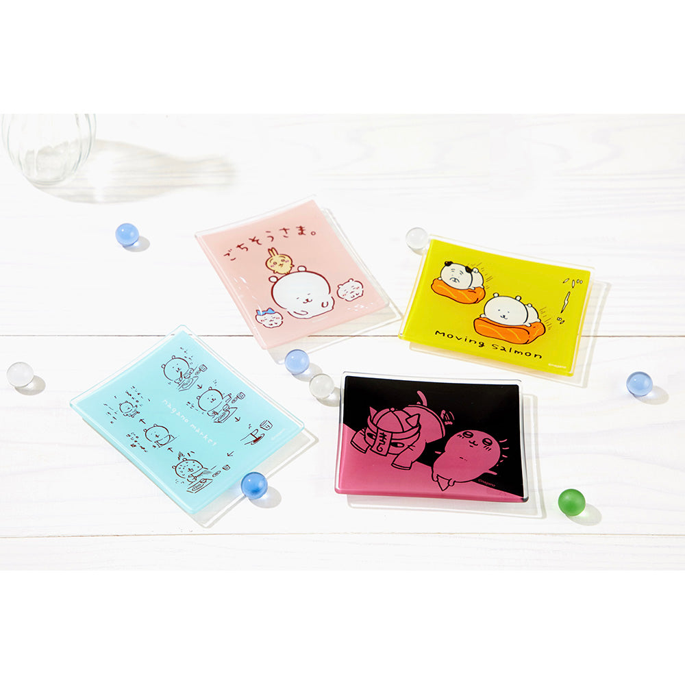 ナガールのガラスの皿 ナガノマーケット 長方形のガラス皿（ふたり） | ナガノキャラクターズ