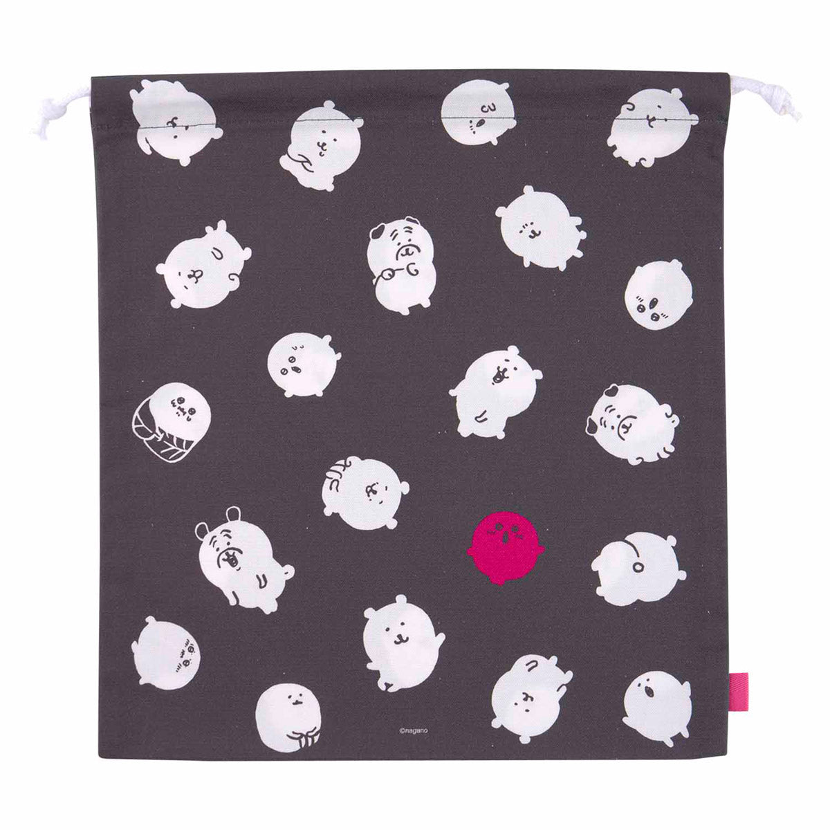 ナガノマーケット 大きめ便利巾着（グレー） | ナガノキャラクターズ