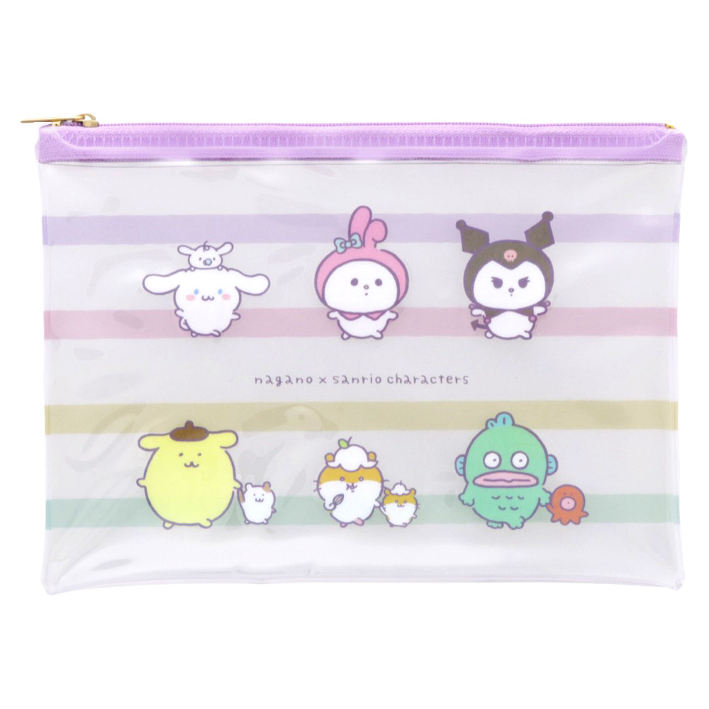 Nagano x Sanrio Characters Flat Clear Pouch (Everyone)