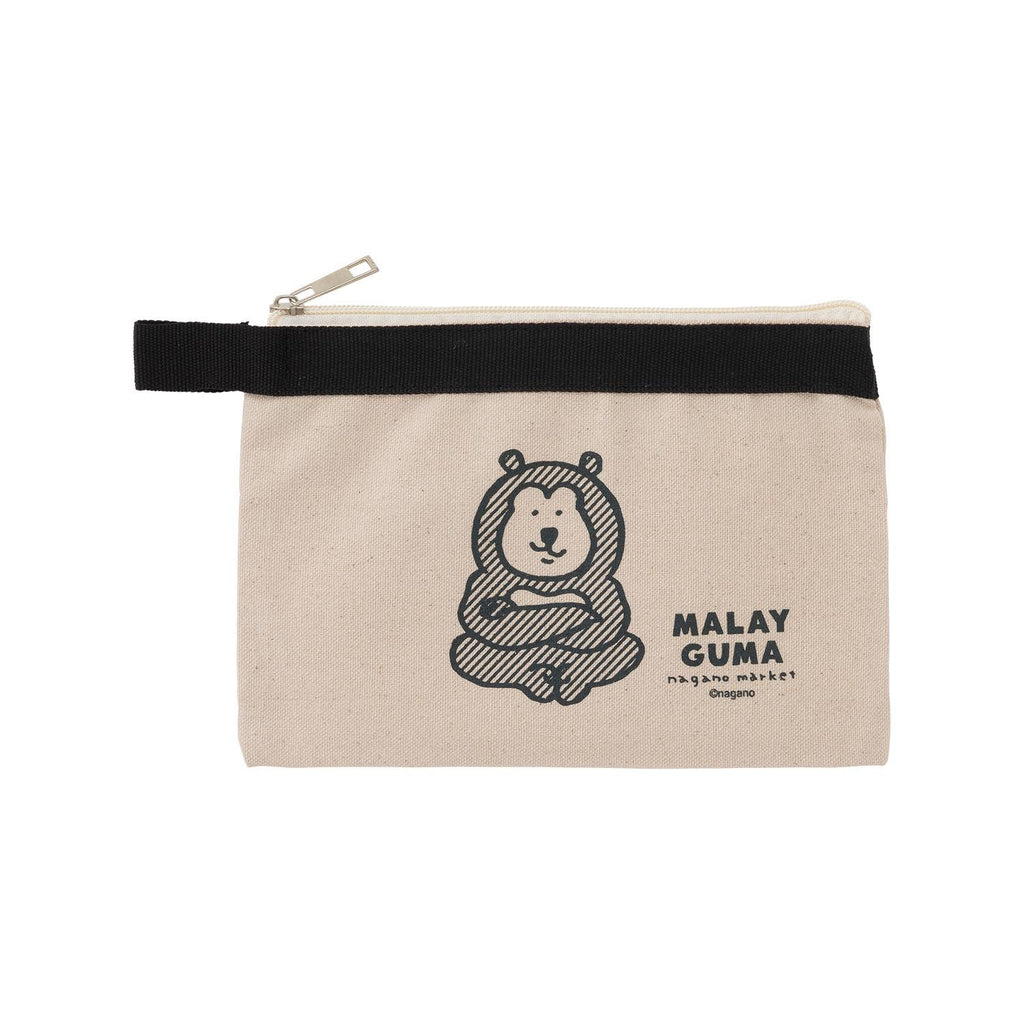 나가노 시장 원 컬러 플랫 파우치 (Malay Bear)